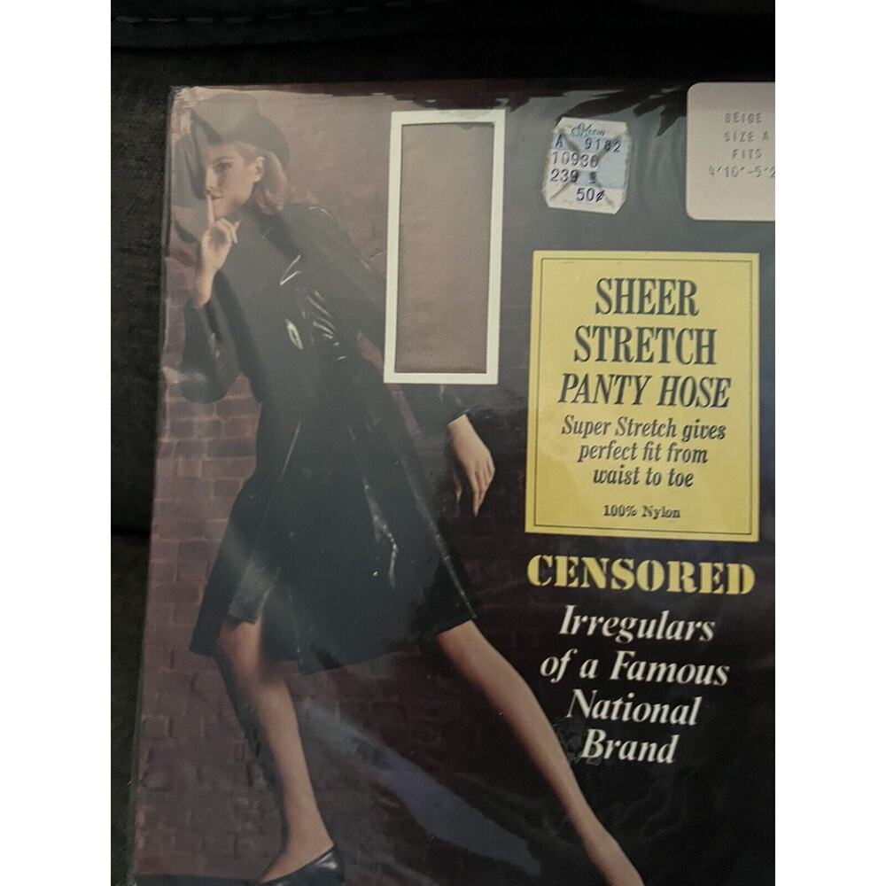 Vintage Censored Stretch Pantyhose Beige Size A New Old Stock 1960’s Advertising